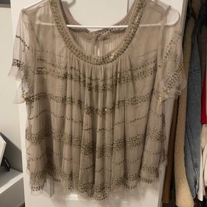 Free People Sequin and Mesh Top